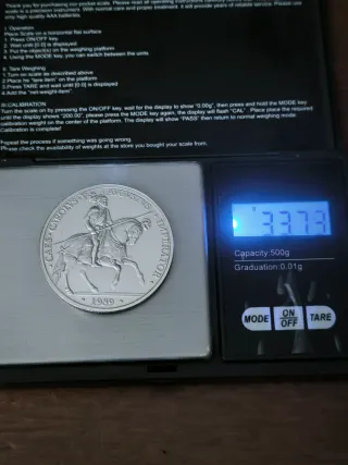 5 ECU España 1 oz Plata 1989