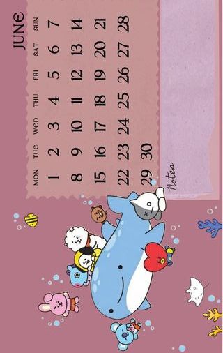 Calendario BTS escritorio BT21 2026/2027