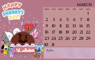 Calendario BTS escritorio BT21 2026/2027