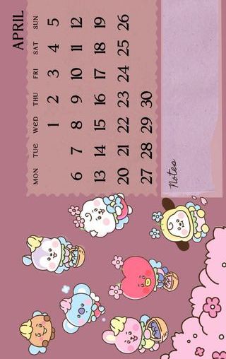 Calendario BTS escritorio BT21 2026/2027