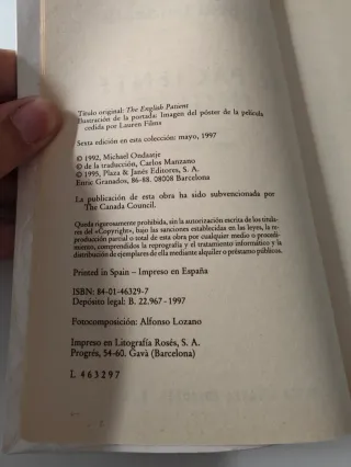 El paciente inglés Michael Ondaatje