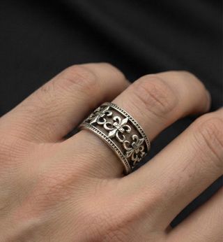 Anello chrome Argento 925 Fior di Lis Gotico