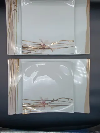 Set Bandejas Porcelana Limoges Doradas