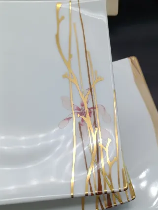 Set Bandejas Porcelana Limoges Doradas