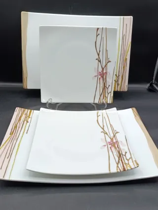 Set Bandejas Porcelana Limoges Doradas