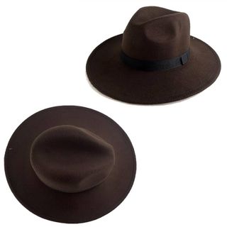 Sombrero Fieltro Marrón Ala Ancha Talla Única