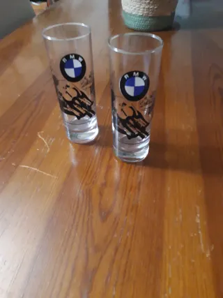 Coppia di bicchieri antichi BMW da collezione