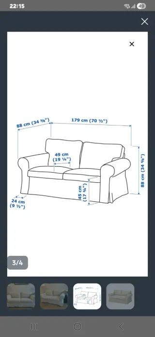 Sofá 2 plazas Ikea Gris