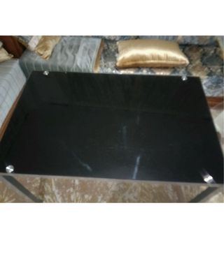 Mesa de centro negra cristal y metal