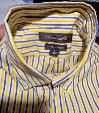 Camisa Façonnable Azul e Amarelo
