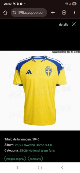 Camiseta Suecia 26/27 Adidas Talla 4XL