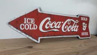 Cartel Coca-Cola Flecha de madera