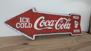 Cartel Coca-Cola Flecha de madera