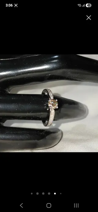 Anillo Oro Blanco 14k Diamantes Fancy