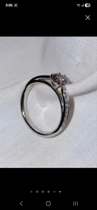 Anillo Oro Blanco 14k Diamantes Fancy