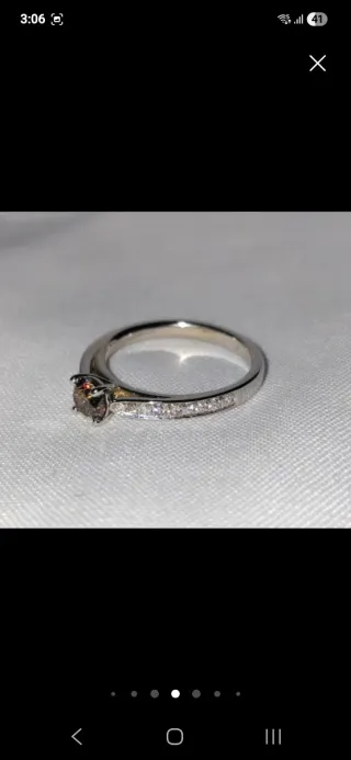 Anillo Oro Blanco 14k Diamantes Fancy