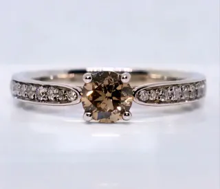 Anillo Oro Blanco 14k Diamantes Fancy