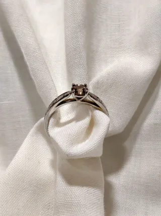 Anillo Oro Blanco 14k Diamantes Fancy