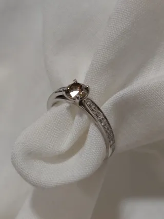Anillo Oro Blanco 14k Diamantes Fancy