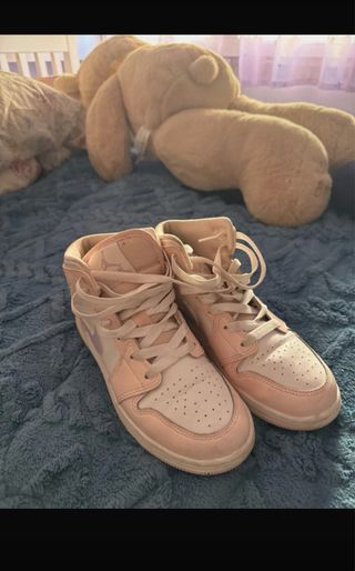 Jordan Pink White Mid Top Sneakers