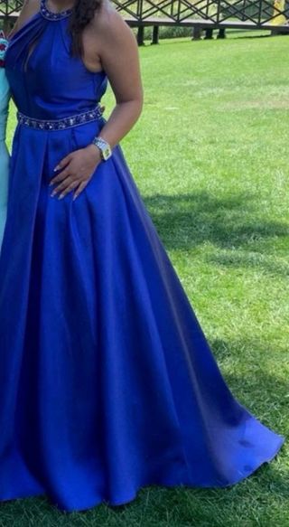 Vestido azul largo con pedrería talla 36/38