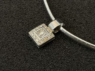 collar oro 18k con diamante 21cm