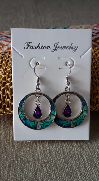 Pendientes Aro Morado y Turquesa