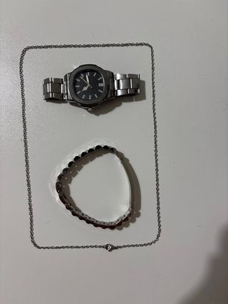 Reloj, cadena y Pulsera de Acero Inoxidable