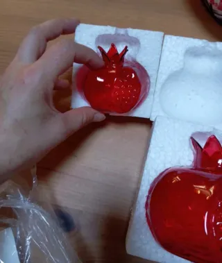 Set 2 vasi melograno in vetro rosso