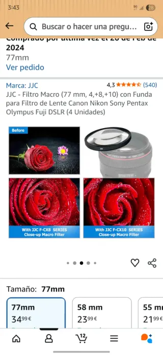 JJC - Filtro Macro (77 mm, 4,+8,+10)