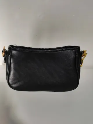 Borsetta Nera Mano/Tracolla con Dettagli Oro
