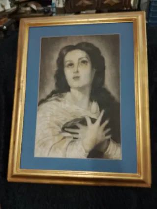 Cuadro Virgen Dolorosa Pintado a Mano
