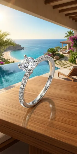 Anillo de compromiso plata con diamantes