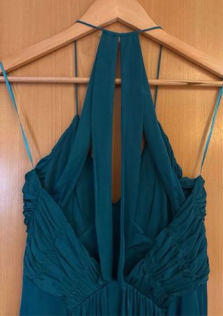 Vestido fiesta Mango azul petroleo.