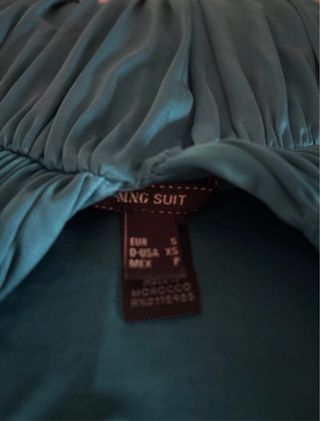 Vestido fiesta Mango azul petroleo.