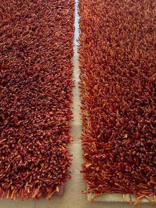 2 alfombras shaggy color caldera