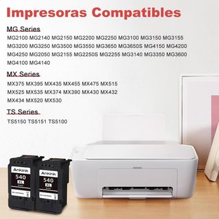 ANKINK 540XL 2x cartuchos Negro Canon TS5150