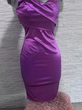 Vestido Midi Satinado Morado - Talla XS