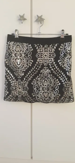 Falda mini con estampado dorado