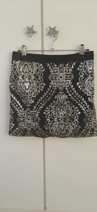 Falda mini con estampado dorado