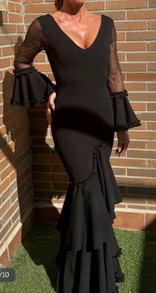 Vestido flamenca plumeti azul celeste S