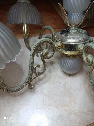 Lámpara de techo 5 tulipas cristal