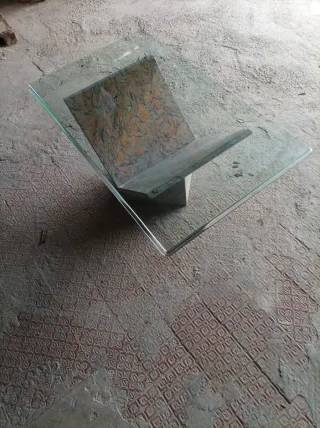 Pareja mesas centro cristal y marmol