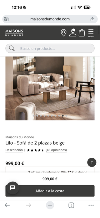 Divano Maison du Monde beige e giallo