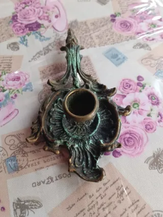 Portacandela bugia vintage in bronzo