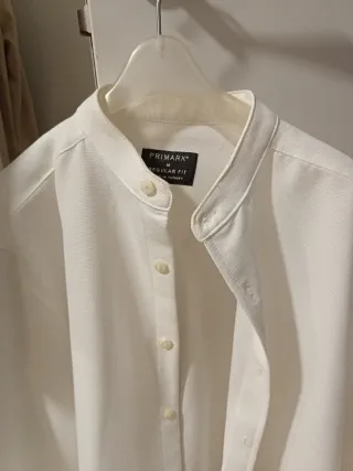 Camisa blanca cuello mao Primark