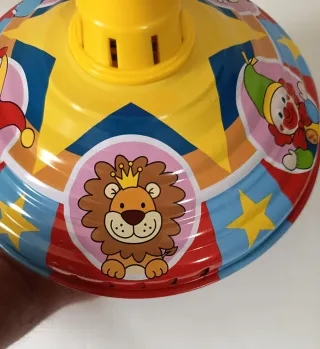 Trottola vintage metallo - tema circo - anni '80