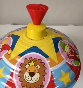Trottola vintage metallo - tema circo - anni '80