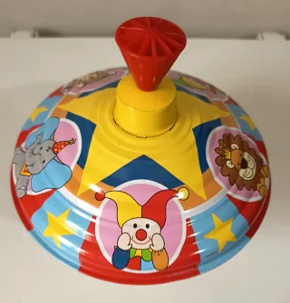 Trottola vintage metallo - tema circo - anni '80