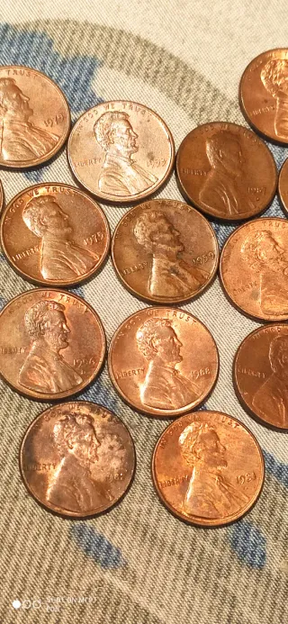 17 Monedas Penny EE.UU. Varios Años